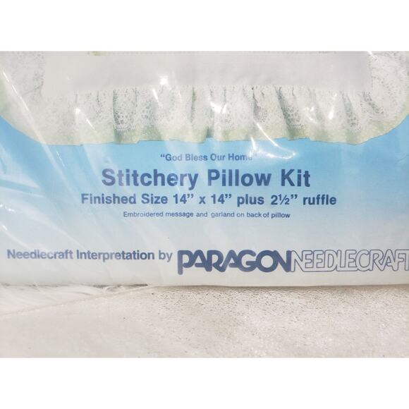 Vintage Precious Moments Crewel Pillow Kit GOD BLESS OUR HOME first home gift - Picture 4 of 6